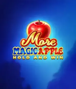 Скриншот игрового автомата More Magic Apple от 3 Oaks Gaming, показывающего сказочную атмосферу с персонажами из сказки, включая замки, магические яблоки и любимых сказочных героев. На переднем плане виден логотип игры More Magic Apple, окруженный яркими и привлекательными графическими элементами, создающими атмосферу сказочного приключения.